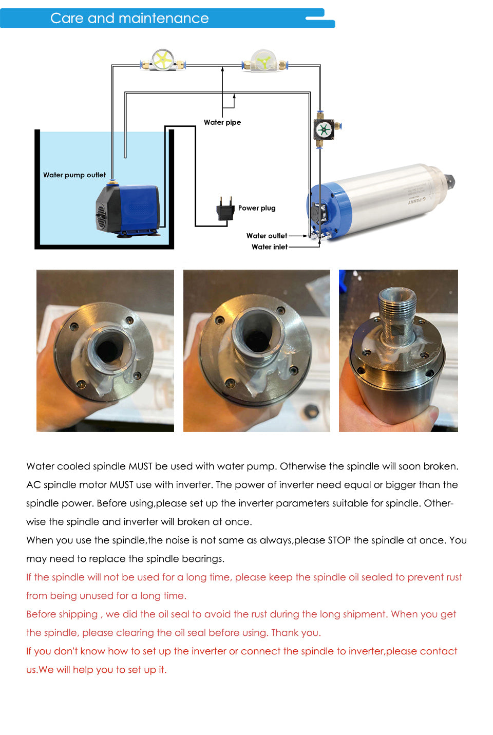 G-PENNY 2.2KW ER20 D80 110v/220v/380v 80*230mm Water cooled spindle motor 4pcs Steel ball bearings