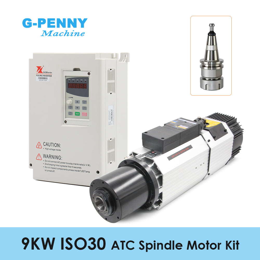 G-Penny 9.0KW ISO30 ATC Spindle motor 220v/380v 800hz-24000rpm 11KW BD612 Inverter spindle motor kit