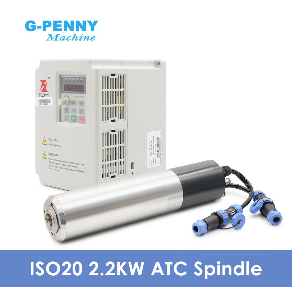 G-Penny ISO20 2.2kw 220V/380V Water Cooled ATC Spindle Motor 800HZ 24000rpm 4 Pole Auto Change Spindle Motor 2.2KW BD612 Inverter