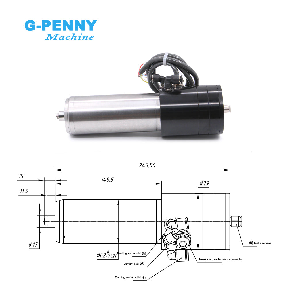 G-Penny Machine 1.8kw 220v ATC Water Cooled Spindle Motor Automatic tool change 10000-60000rpm with BD600 Inverter kit
