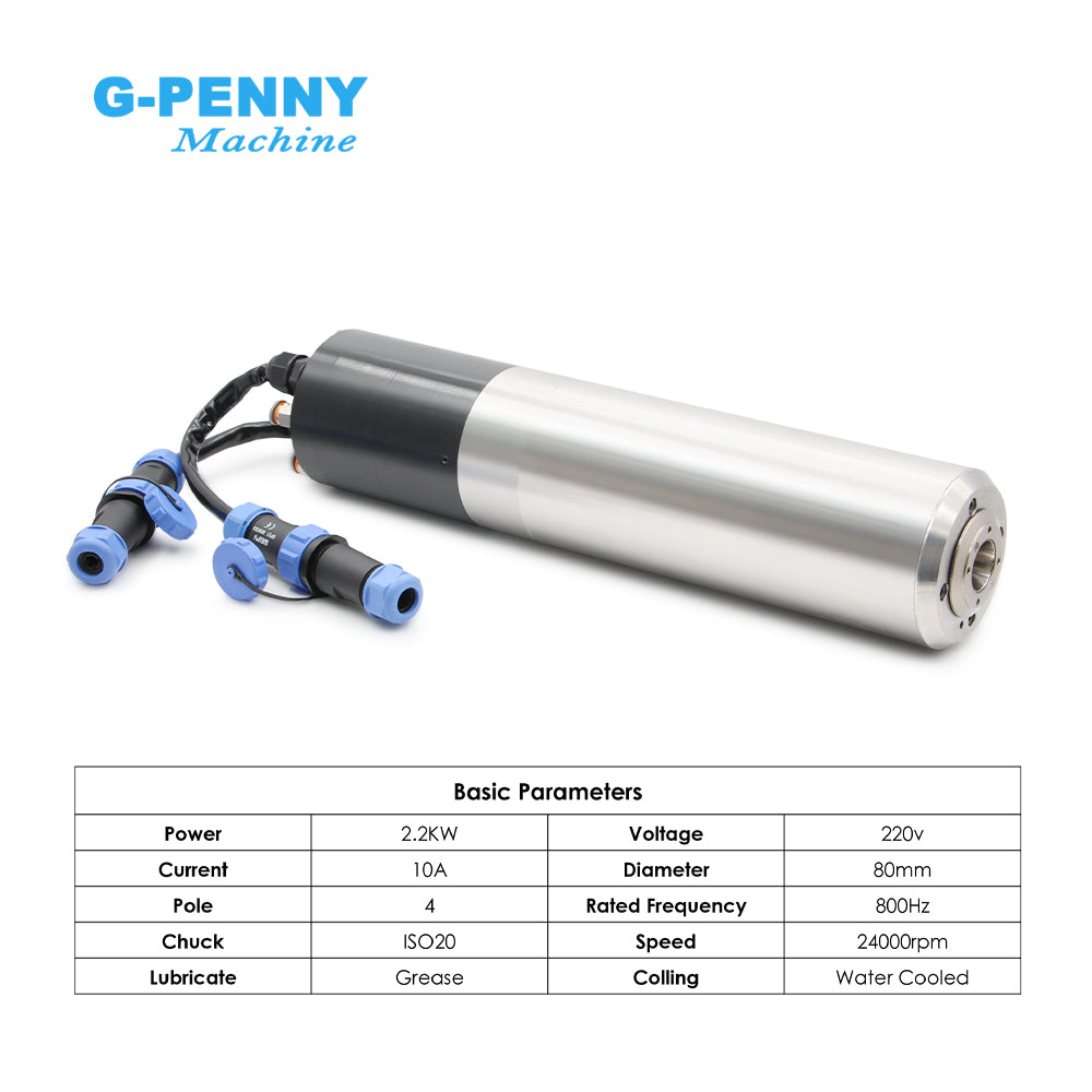 G-Penny ISO20 2.2kw 220V/380V Water Cooled ATC Spindle Motor 800HZ 24000rpm 4 Pole Auto Change Spindle Motor 2.2KW BD612 Inverter