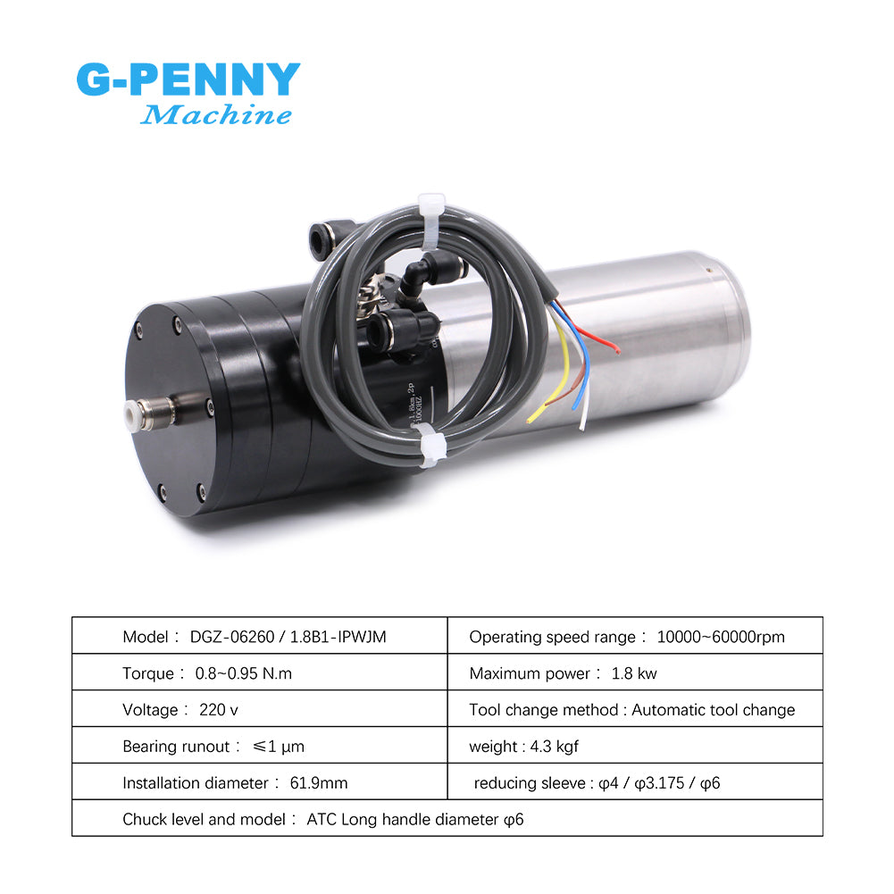 G-Penny Machine 1.8kw 220v ATC Water Cooled Spindle Motor Automatic tool change 10000-60000rpm with BD600 Inverter kit