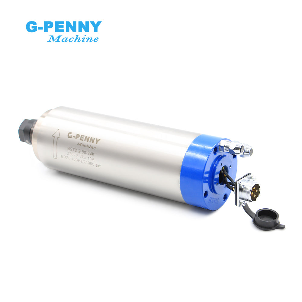 G-PENNY 2.2KW ER20 D80 110v/220v/380v 80*230mm Water cooled spindle motor 4pcs Steel ball bearings