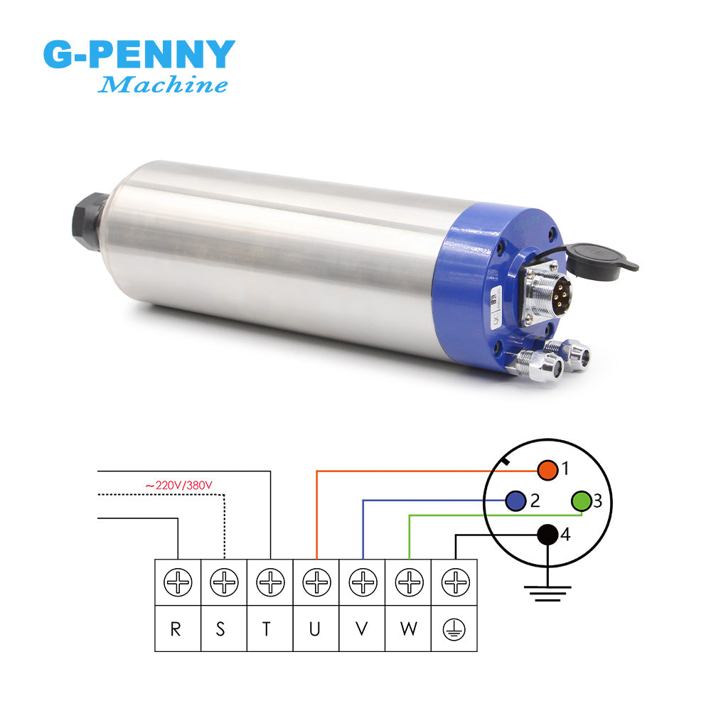 2.2KW ER20 D80 Water cooled spindle motor 80*230mm 220v/380v 400Hz 4pcs ceramic bearings