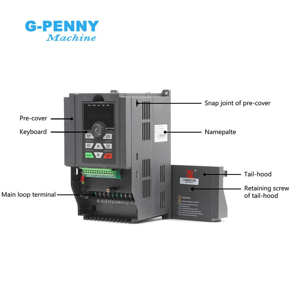 G-Penny Machine 2.2KW ISO20 ATC Water cooled spindle motor 800Hz 24000rpm 4pole spindle motor with BD600 Inverter Kit