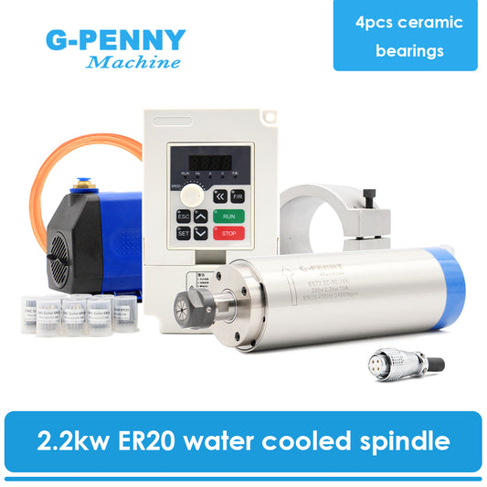 G-Penny 2.2KW ER20 D80 110V/220V Water cooled spindle motor kit & Inverter & brcaket & water pump