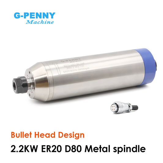 G-Penny 2.2KW ER20 D80 Metal working water cooled spindle motor 400Hz-12000/800Hz-24000rpm