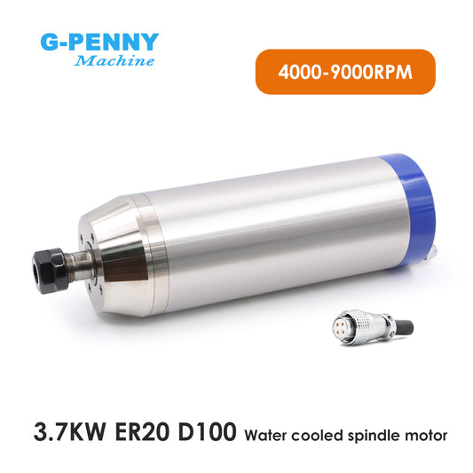 G-Penny 3.7KW ER20 D100 copper rotor 220V/380V 300Hz 4000-9000RPM Metal Working Water Cooled Spindle CNC Milling Machine