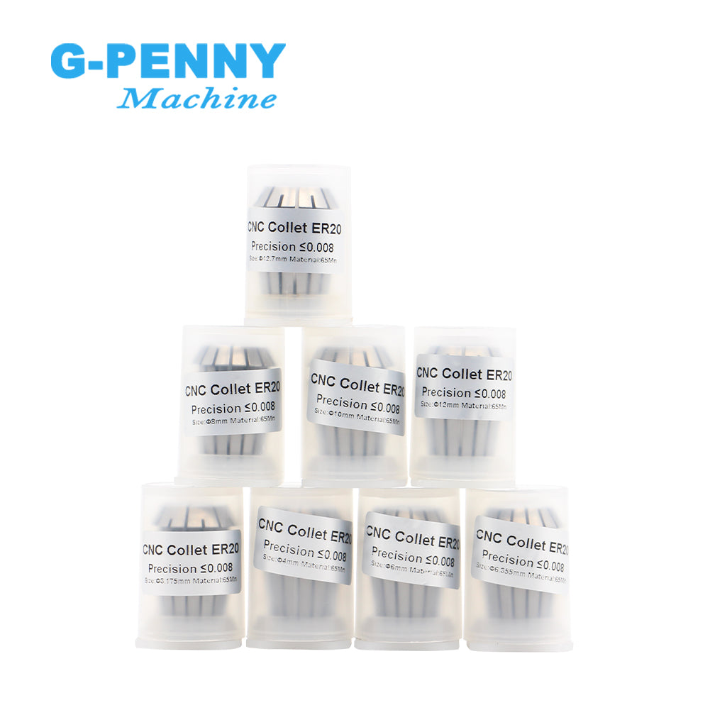 G-Penny Machine ER20 High accuracy collet Precision≤0.008mm 4, 6, 8, 10, 12, 1/2, 1/4, 1/8mm Collet Kit