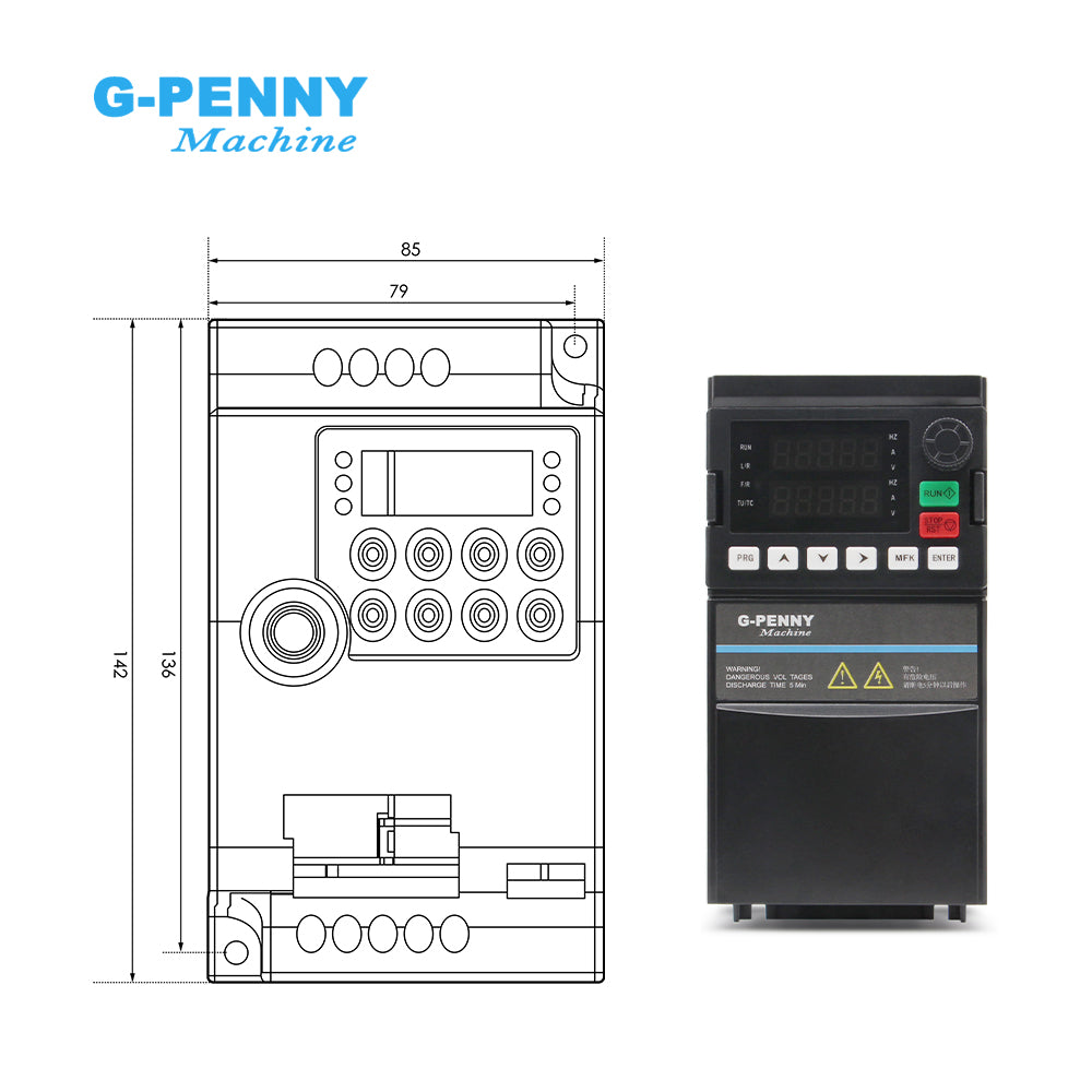 G-Penny 1.5kw/2.2KW Frequency Drive Double display Five digit digital display 3 Phase 0-3200hz Inverter