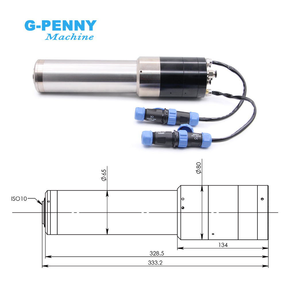 G-Penny Machine 1.2KW ISO10 ATC water cooled spindle motor 1000HZ 30000RPM 4POLE Spindle with H100 Inverter Kit