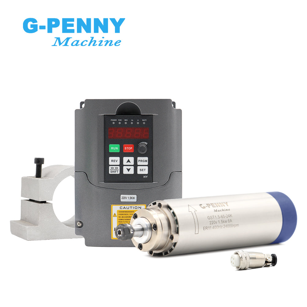 G-Penny 1.5kw ER11 D65 air Cooled Spindle Motor Cnc Router ,1.5kw HY Inverter VFD, 65mm Aluminium Bracket