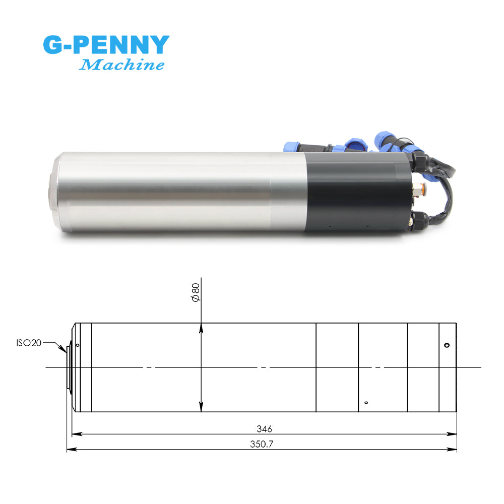 G-Penny machine 2.2KW ISO20 ATC Spindle motor water cooled 110v/220v/380v 24000rpm 400/800Hz 4 Pole IS020-15°