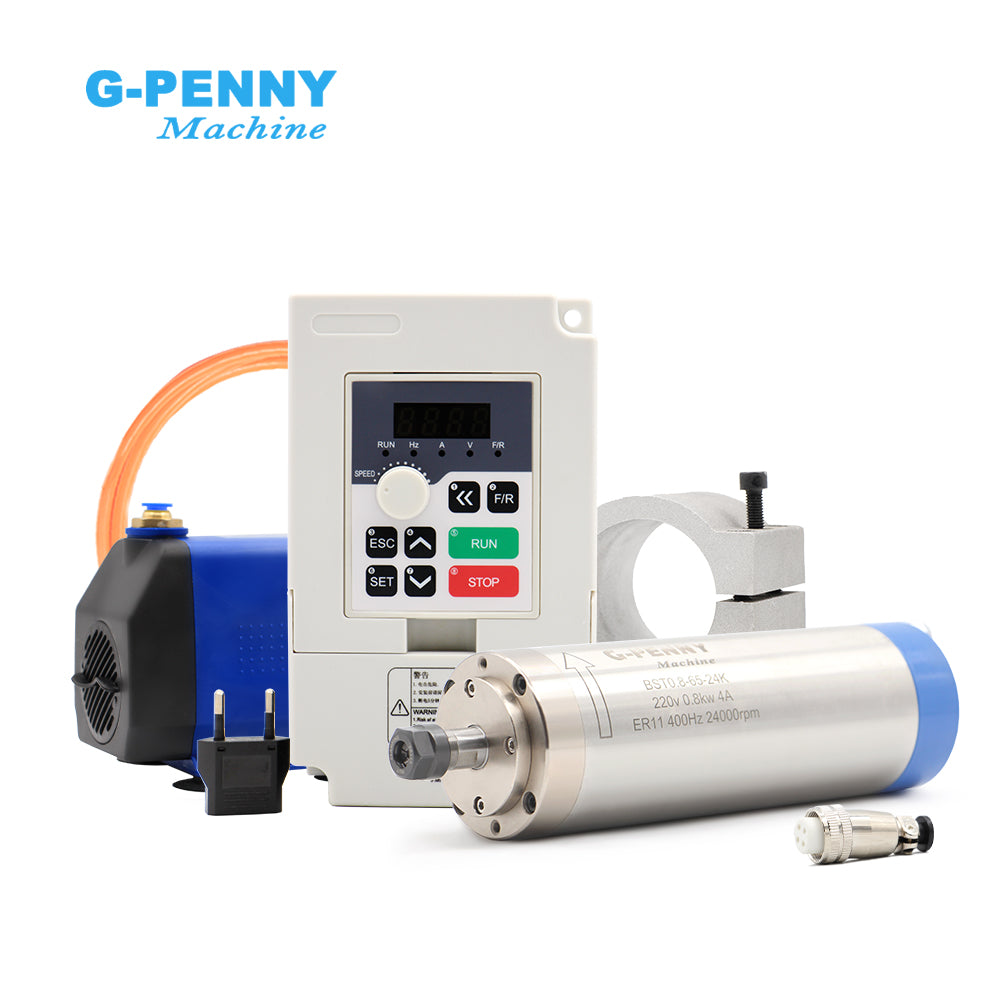 G-Penny 0.8KW ER11 D65 220V 400hz-24000rpm Water cooled spinle motor with inverter,bracket,water pump kit