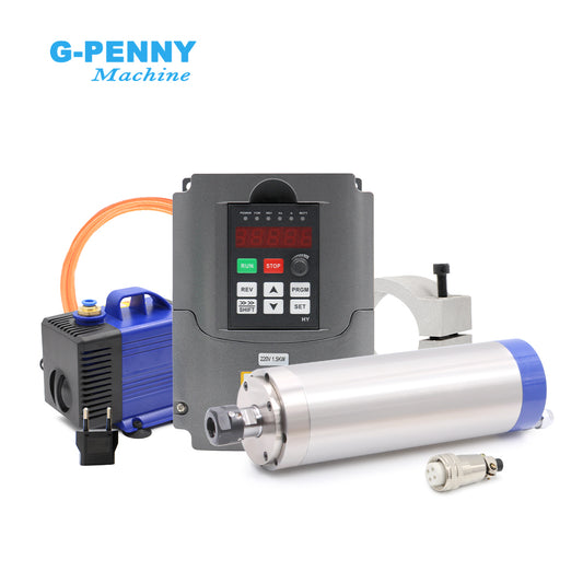 G-Penny 1.5kw ER16 Water Cooled Spindle Motor Kit D=65 4pcs Bearings 0.01mm Accuracny & 1.5kw HY VFD & 75W Pump & 65mm Bracket