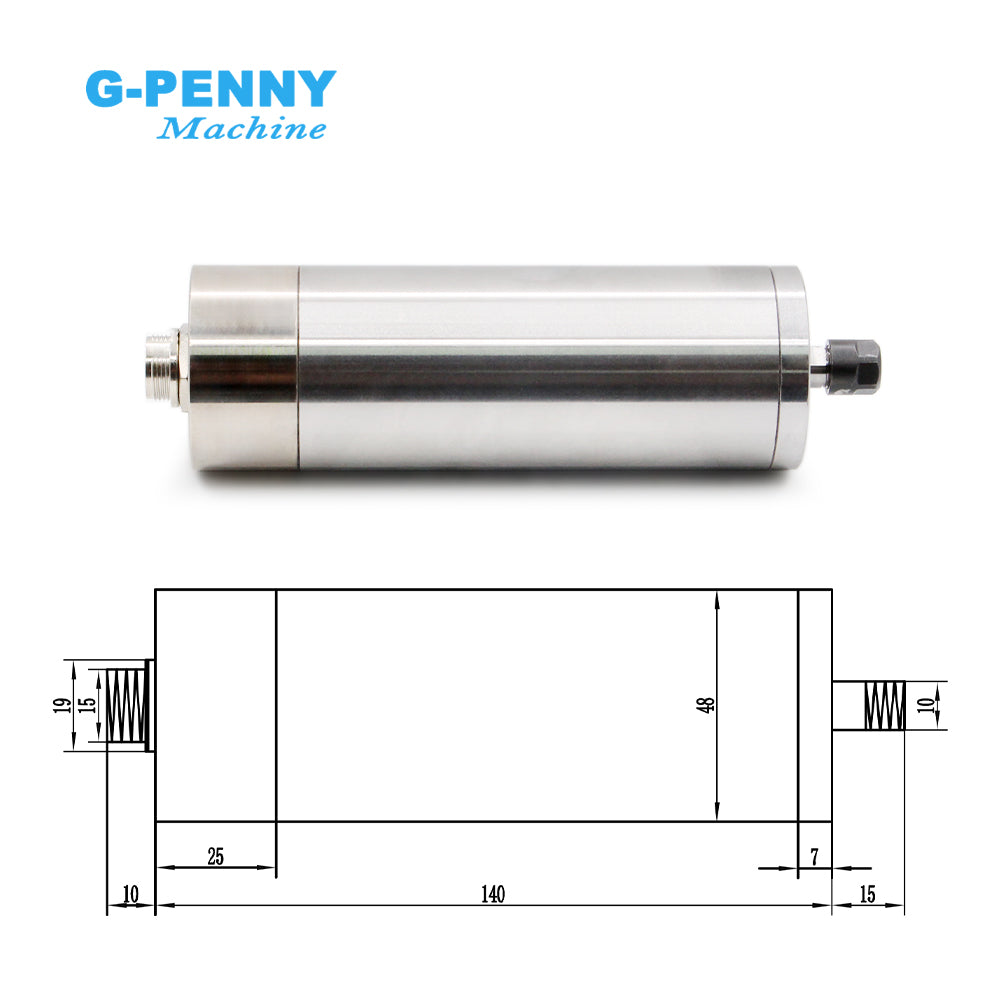 G-Penny 300W ER8 D48 AC Nature Cooled Spindle Motor 600HZ 36000RPM 52V H100 Inverter Kit Use for Desktop Engraving Machine