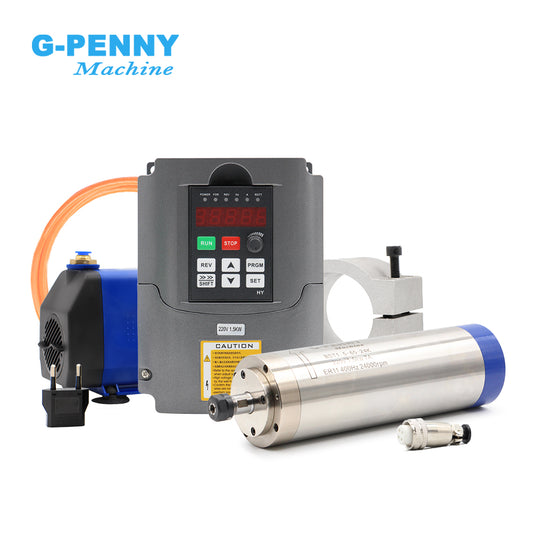 G-Penny Water Cooled Spindle Kit 1.5kw ER11 Diameter 65mm 4 bearings & 1.5kw HY Spindle Drive & 65mm Bracket & 75w Water Pump
