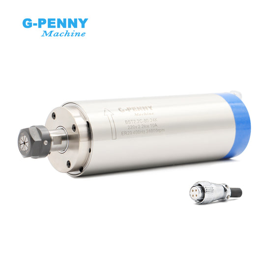 G-PENNY 2.2KW ER20 D80 110v/220v/380v 80*230mm Water cooled spindle motor 4pcs Steel ball bearings