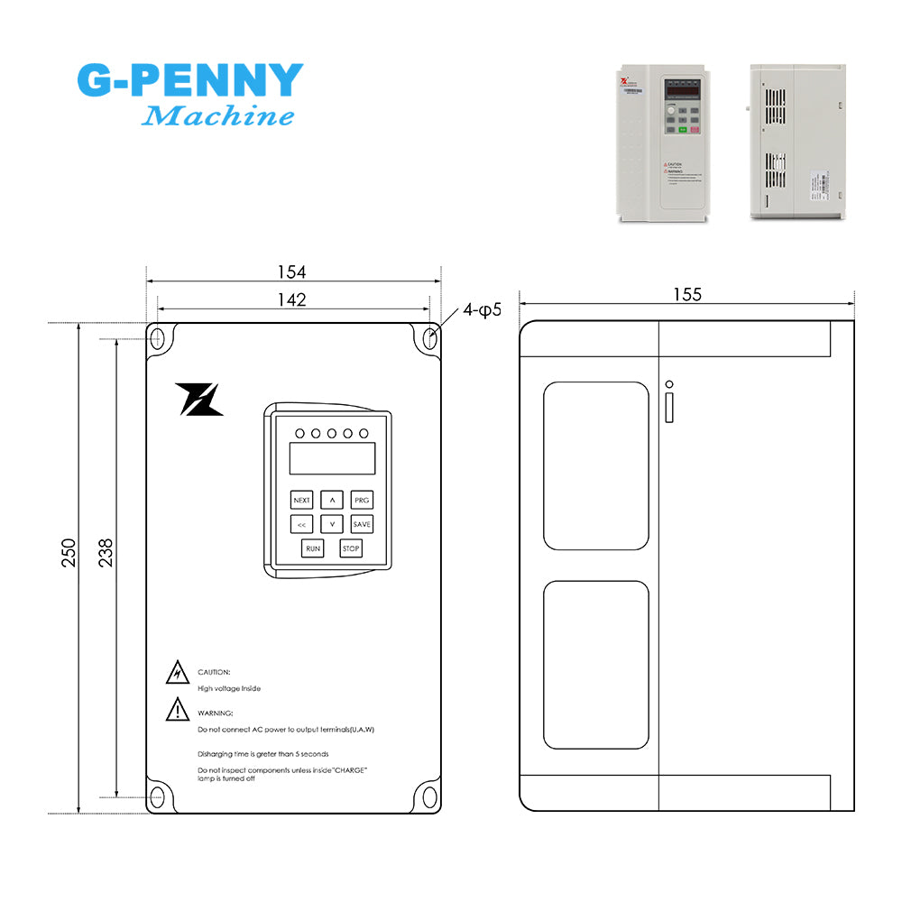 FuLing 5.5KW BD612 Inverter VFD 220V/380V 0~1000Hz Frequency Driver for spindle motor speed control