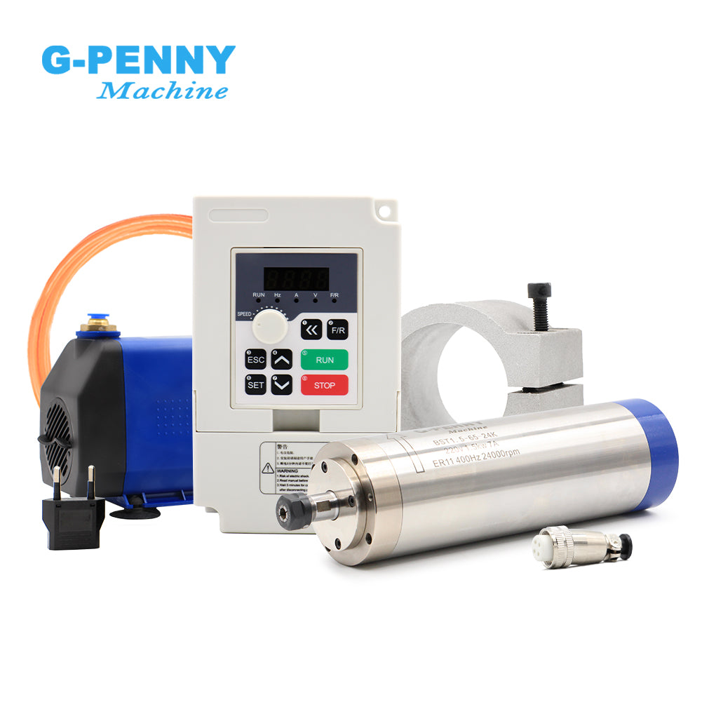 G-penny 1.5KW ER11 110v/220v Water Cooled Spindle 65mm Bracket,1.5kw Inverter,75w Water Pump Spindle Motor Kit