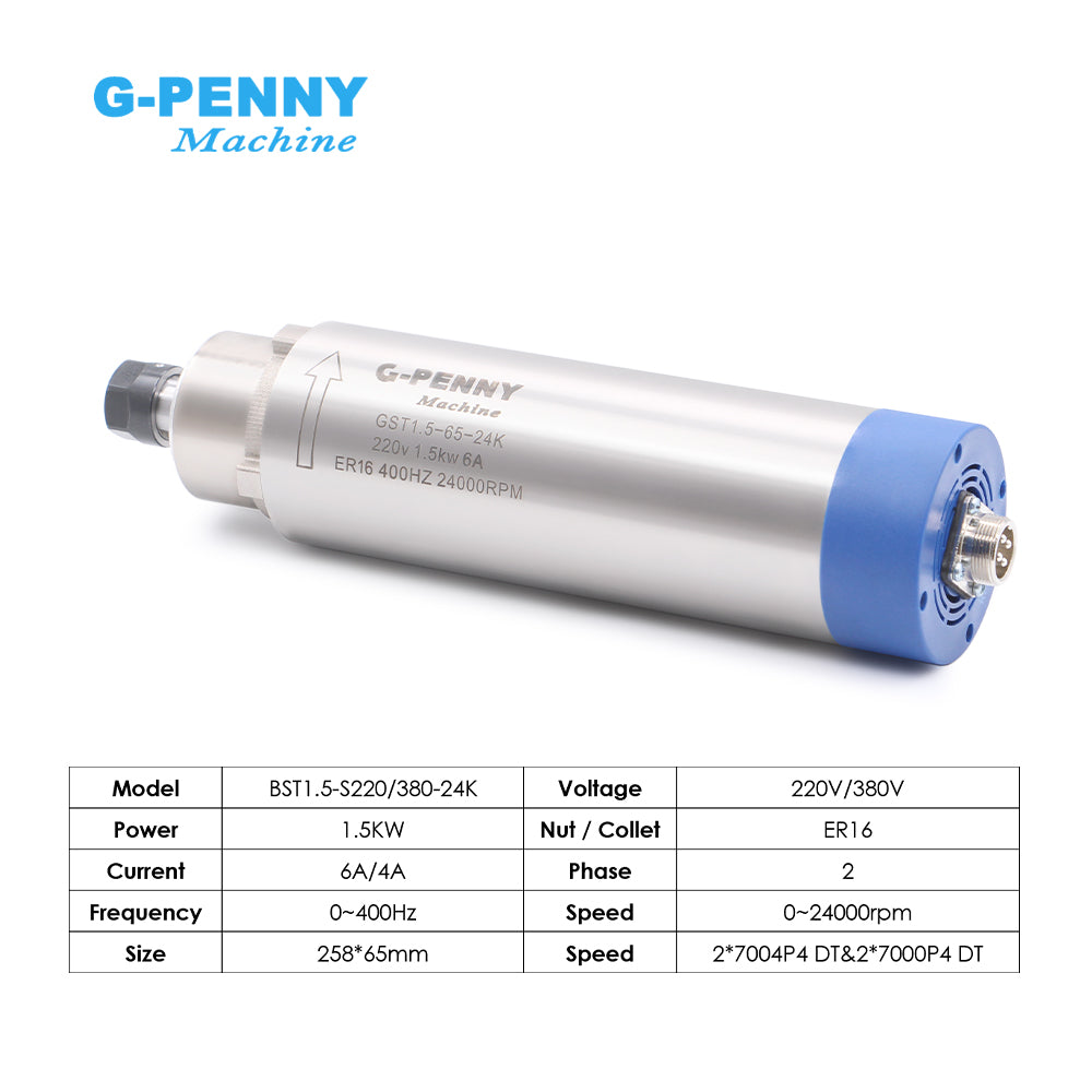 G-Penny 1.5KW ER16 D65 110/220/380V Air cooled spindle motor Used for cnc milling machine