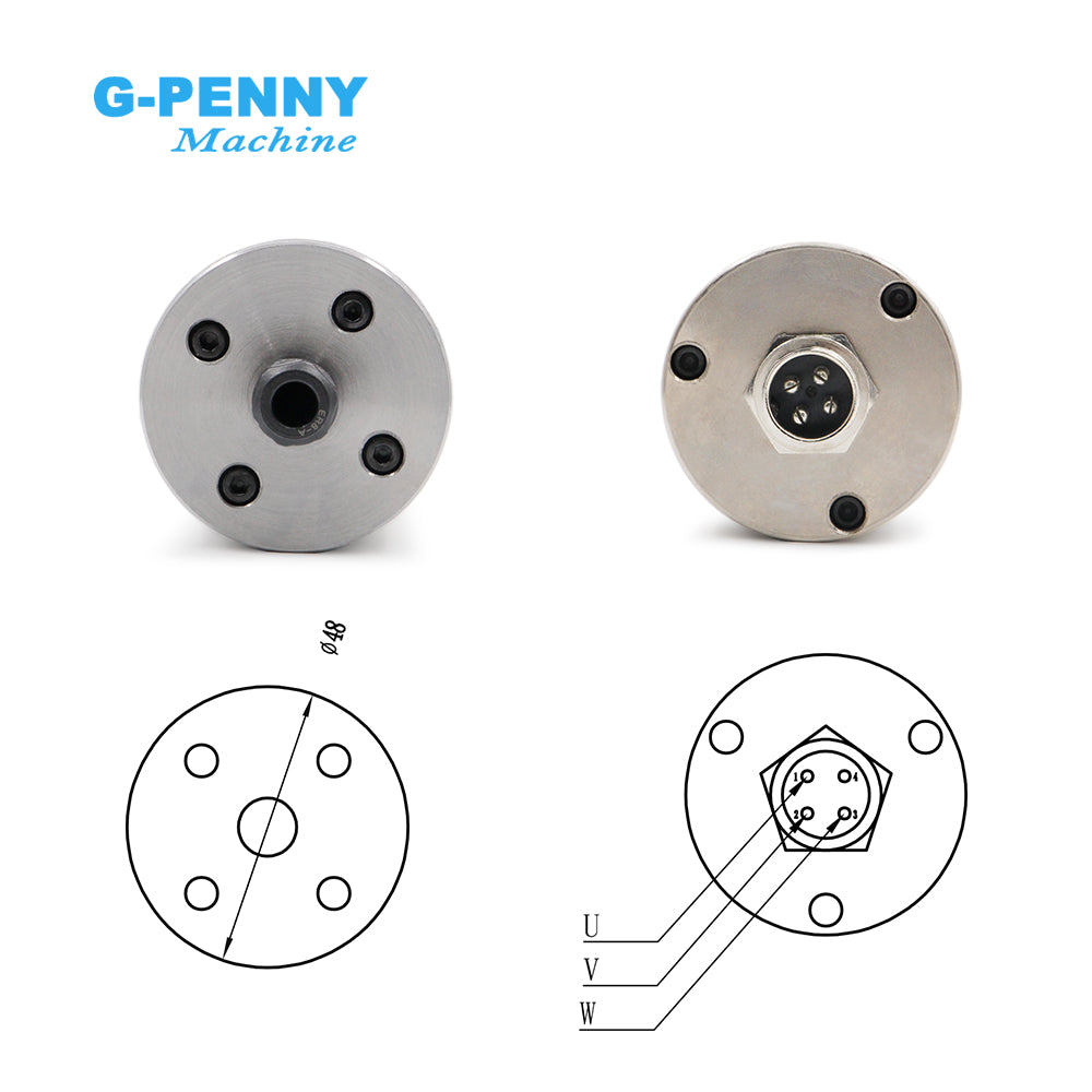G-Penny 300W ER8 D48 AC Nature Cooled Spindle Motor 600HZ 36000RPM 52V H100 Inverter Kit Use for Desktop Engraving Machine