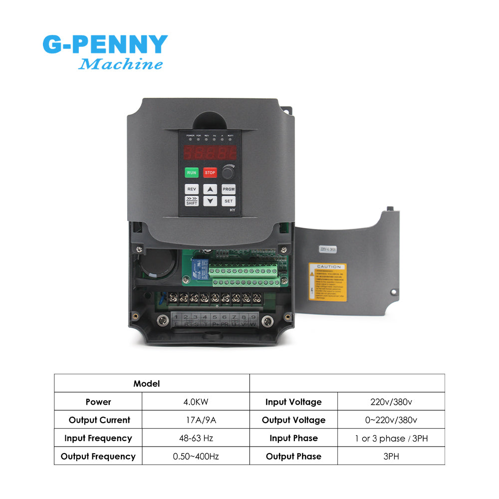 HuanYang 4KW 220v/380v Inverter CNC Spindle motor speed control Variable Frequency Drive 0-400Hz 3P output