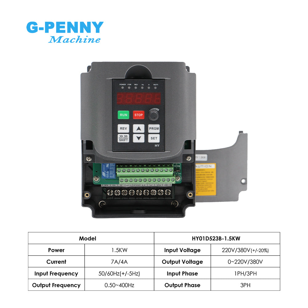 HuanYang 1.5KW 110V/220v/380v Inverter CNC Spindle motor speed control Variable Frequency Drive 0-400Hz 3P output