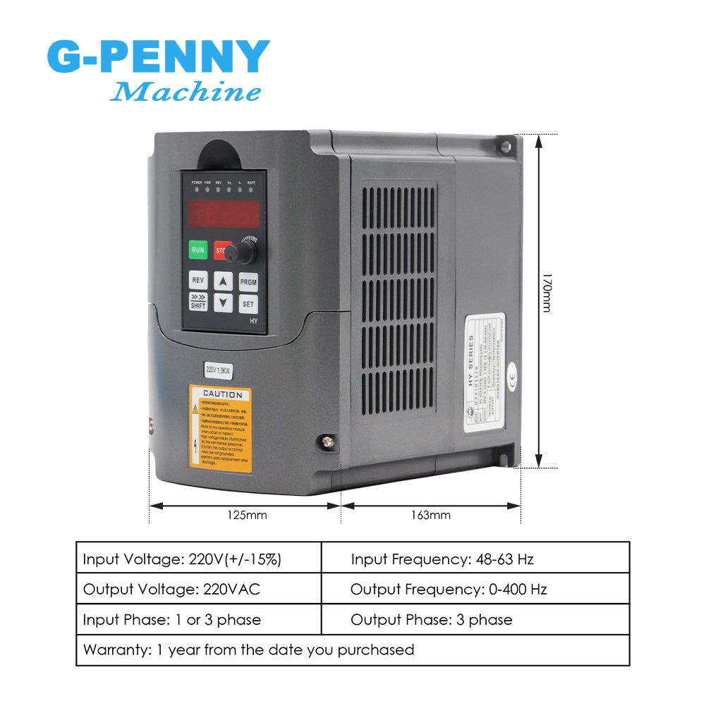 G-Penny 1.5KW ER11 Water Cooled Spindle 1.5KW HY Inverter 80mm Bracket 75W Water Pump