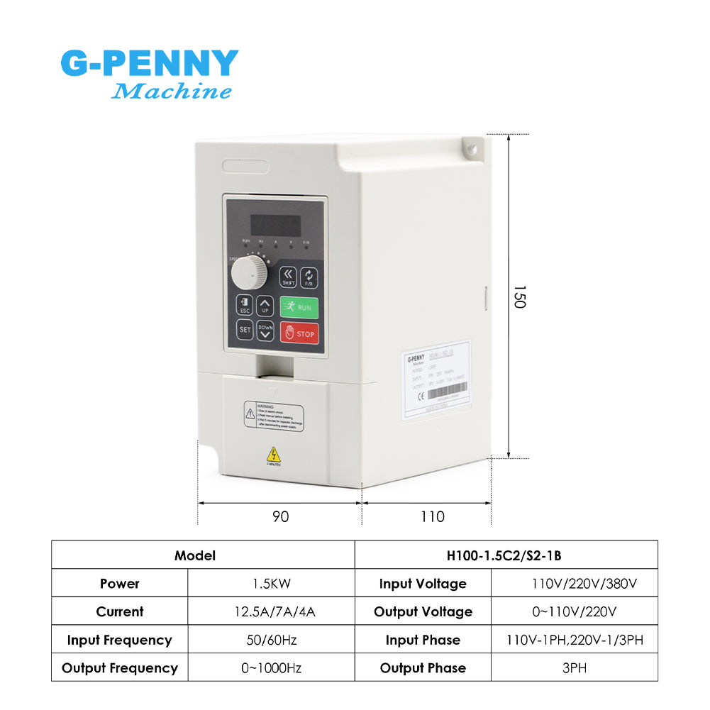 G-penny 1.5KW ER11 110v/220v Water Cooled Spindle 65mm Bracket,1.5kw Inverter,75w Water Pump Spindle Motor Kit