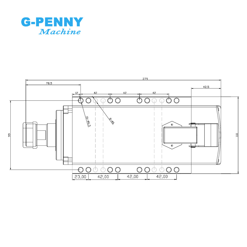 G-Penny 2.2kw ER20 6000rpm 220v permanent magnet spindle square model Air cooled spindle motor