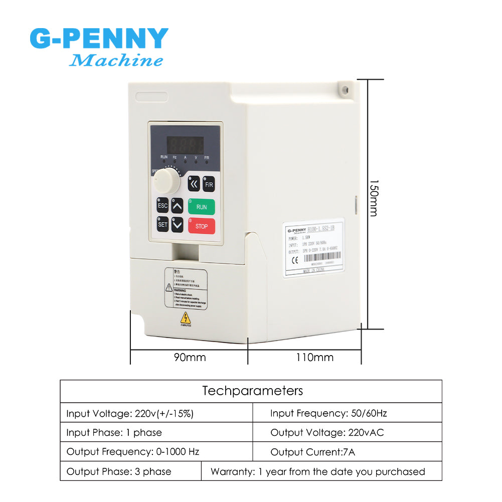 G-penny 1.5KW ER11 110v/220v Water Cooled Spindle 65mm Bracket,1.5kw Inverter,75w Water Pump Spindle Motor Kit