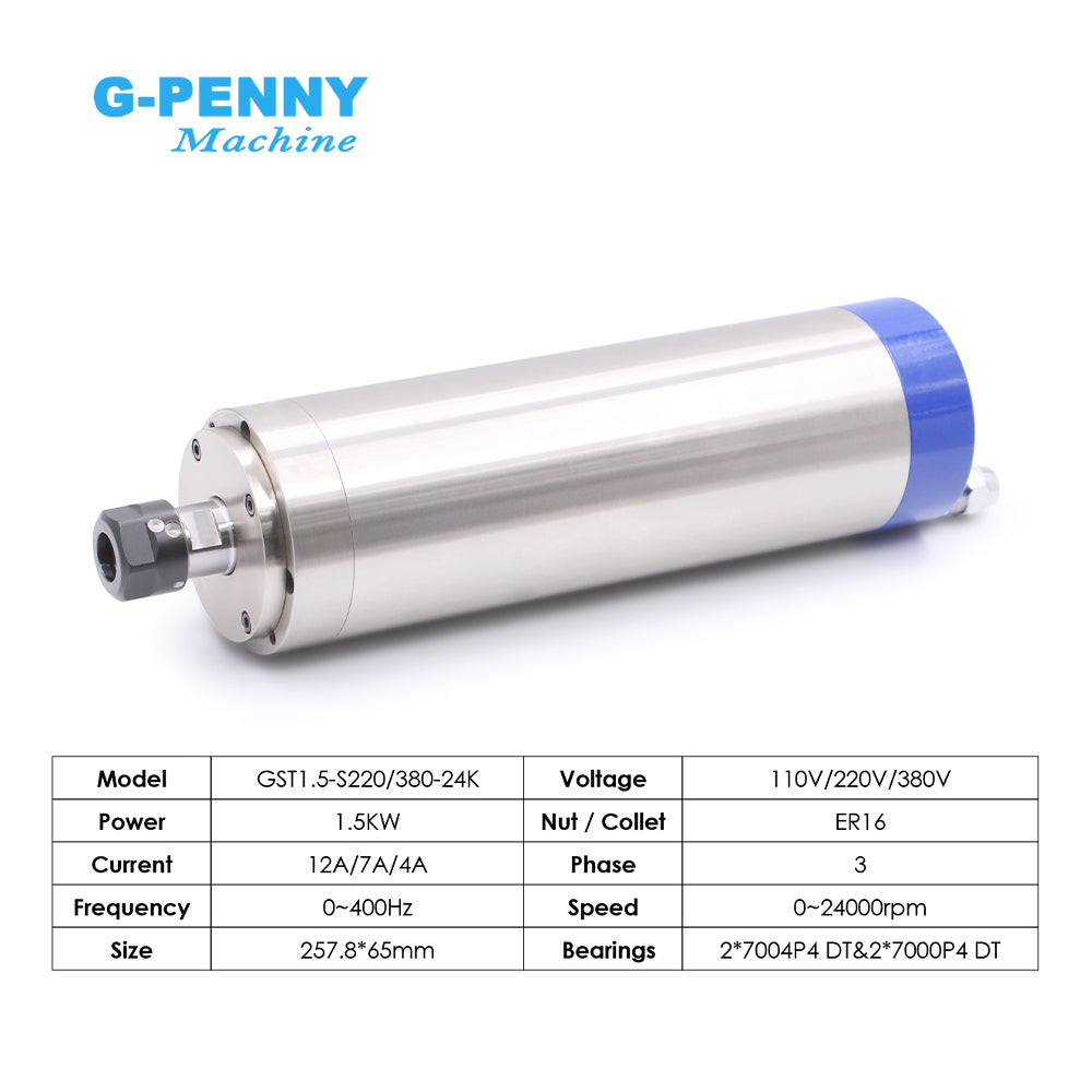 G-Penny1.5kw ER16 D65 Water Cooled Spindle Kits & H100 Inverter & 80w water pump & 65m bracket For cnc milling machine