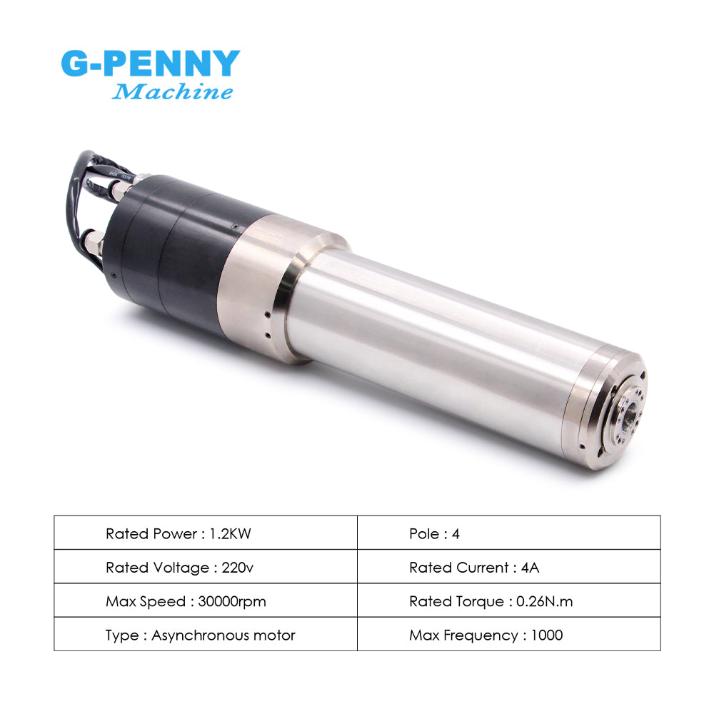 G-Penny 1.2kw ISO10 Water Cooled ATC Spindle Motor 30000rpm 1000Hz 4Pole with BD612 1.5KW Inverter kit