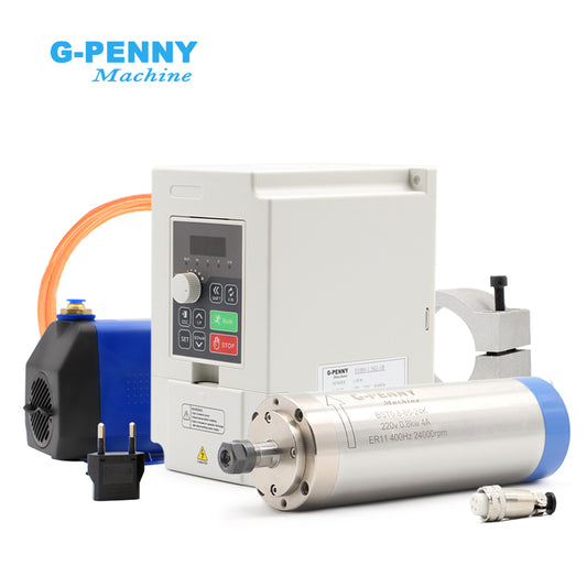 G-Penny 0.8KW ER11 D65 110V/220V/380V 400hz-24000rpm Water cooled spinle motor with inverter,bracket,water pump kit