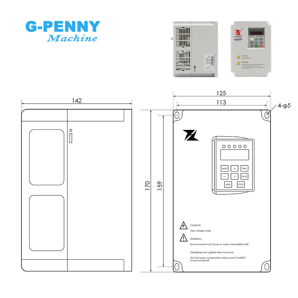 FuLing 1.5KW/2.2KW BD612 Inverter VFD 220V/380V 0~1000Hz Frequency Driver for spindle motor speed control