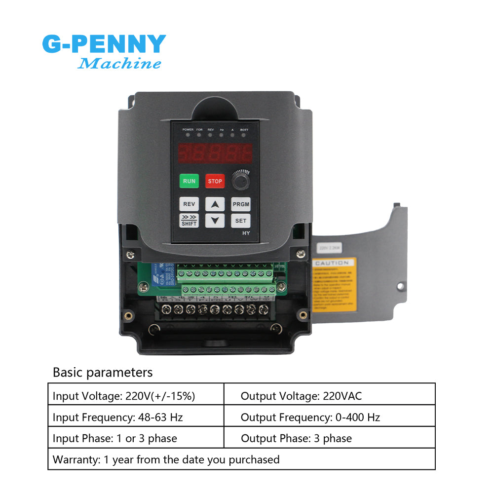 HuanYang 2.2KW 110V/220v/380v Inverter CNC Spindle motor speed control Variable Frequency Drive 0-400Hz 3P output