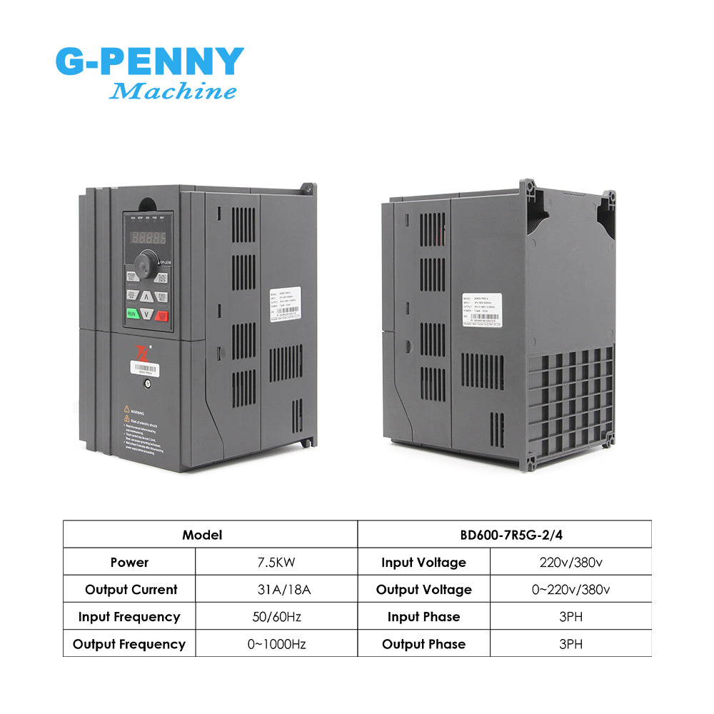 FuLing 7.5KW BD600 Inverter 220V/380V 0~1000Hz Frequency Driver for spindle motor speed control V/F Vector control