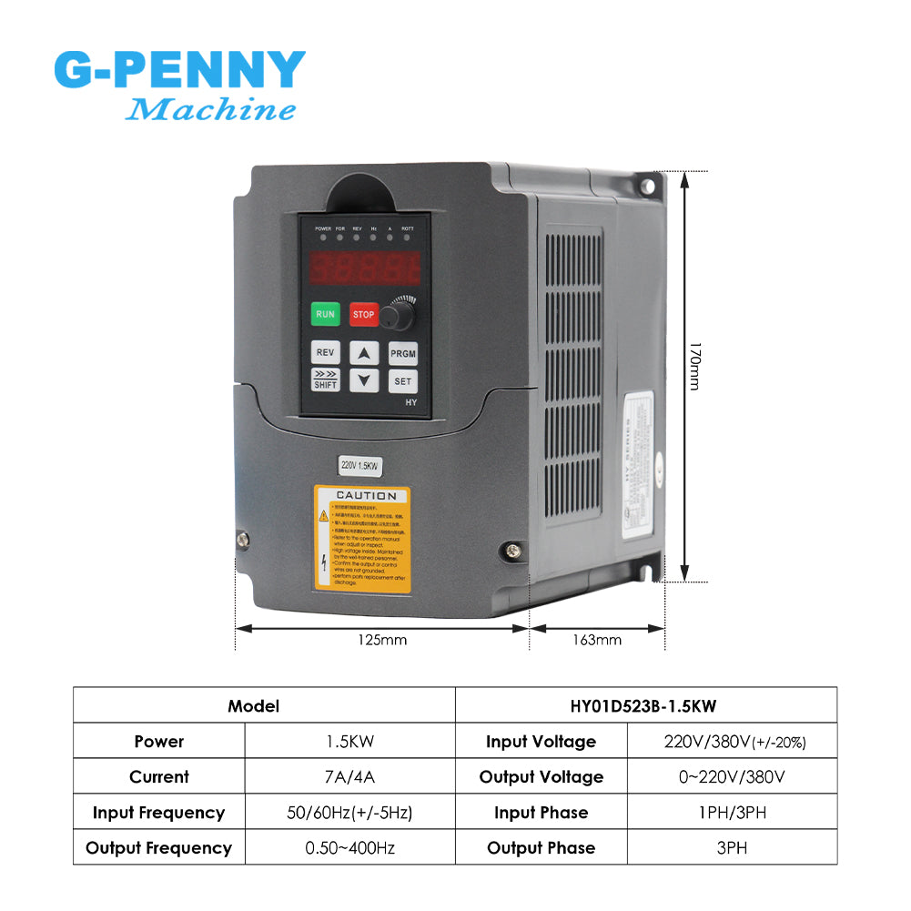 G-Penny Water Cooled Spindle Kit 1.5kw ER11 Diameter 65mm 4 bearings & 1.5kw HY Spindle Drive & 65mm Bracket & 75w Water Pump