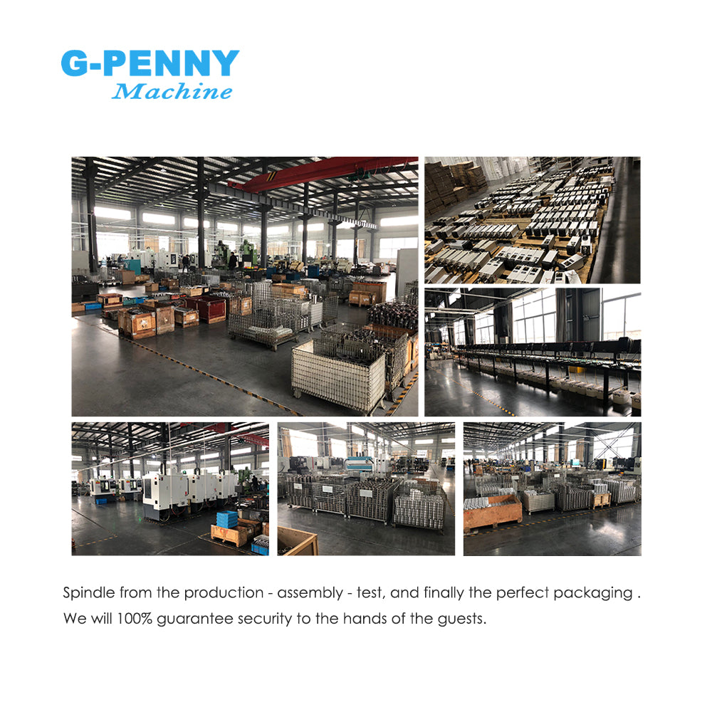 G-Penny 3.7KW ER20 D100 220V/380V Water-Cooled Spindle Motor Bullet-Type with H100 4KW Inverter, Water Pump, Bracket Kit
