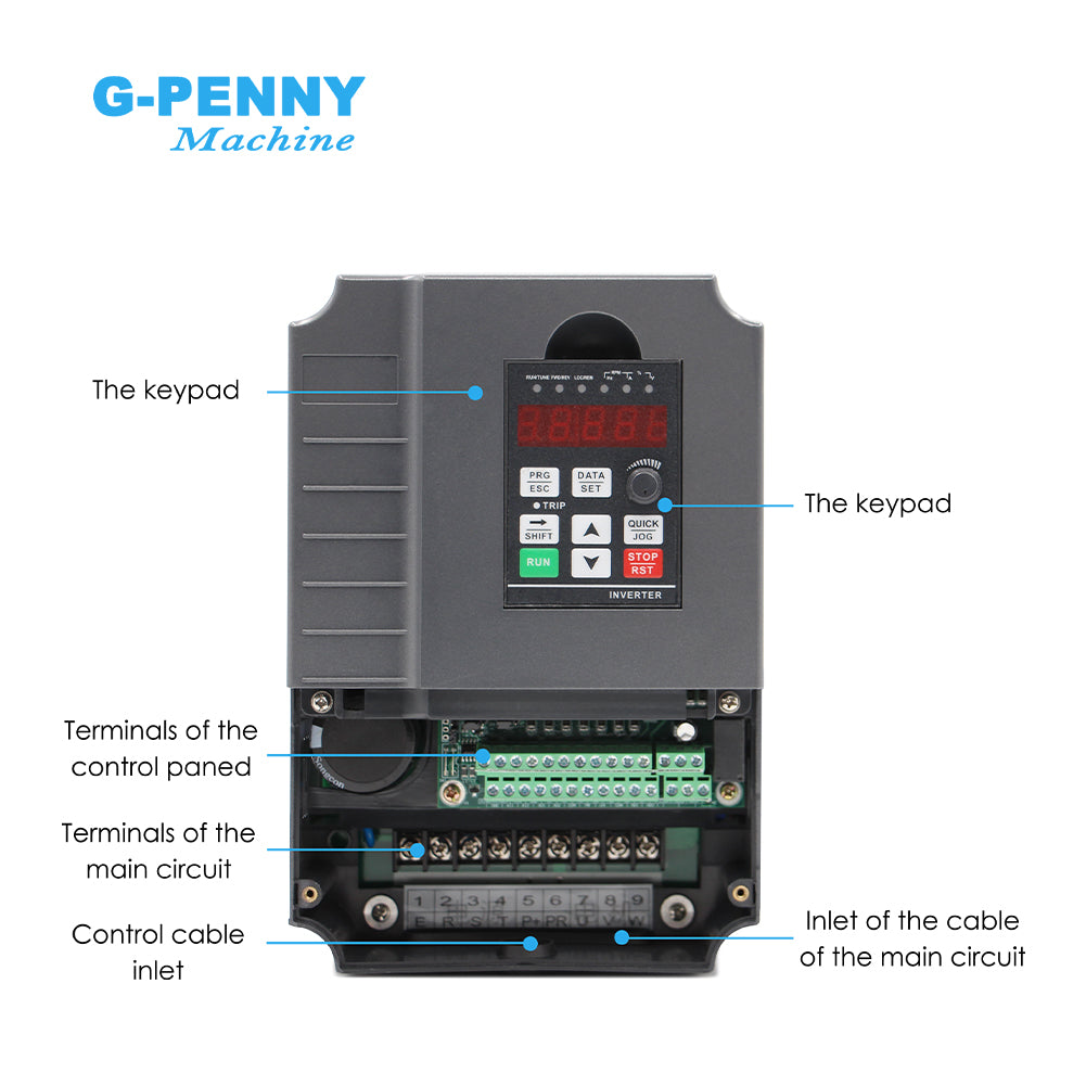 HuanYang 5.5KW 220v/380v Inverter CNC Spindle motor speed control Variable Frequency Drive 0-400Hz 3P output