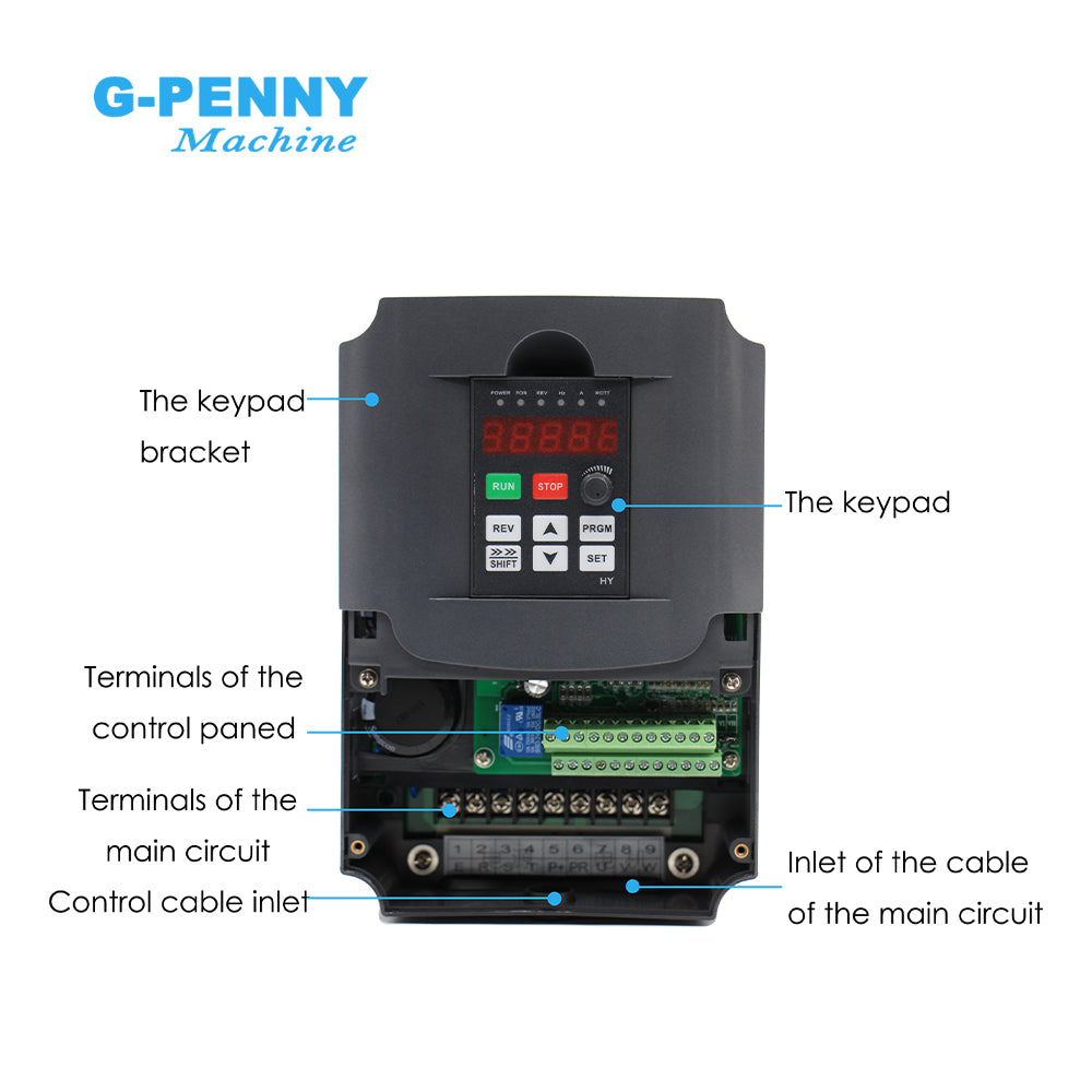 HuanYang 4KW 220v/380v Inverter CNC Spindle motor speed control Variable Frequency Drive 0-400Hz 3P output