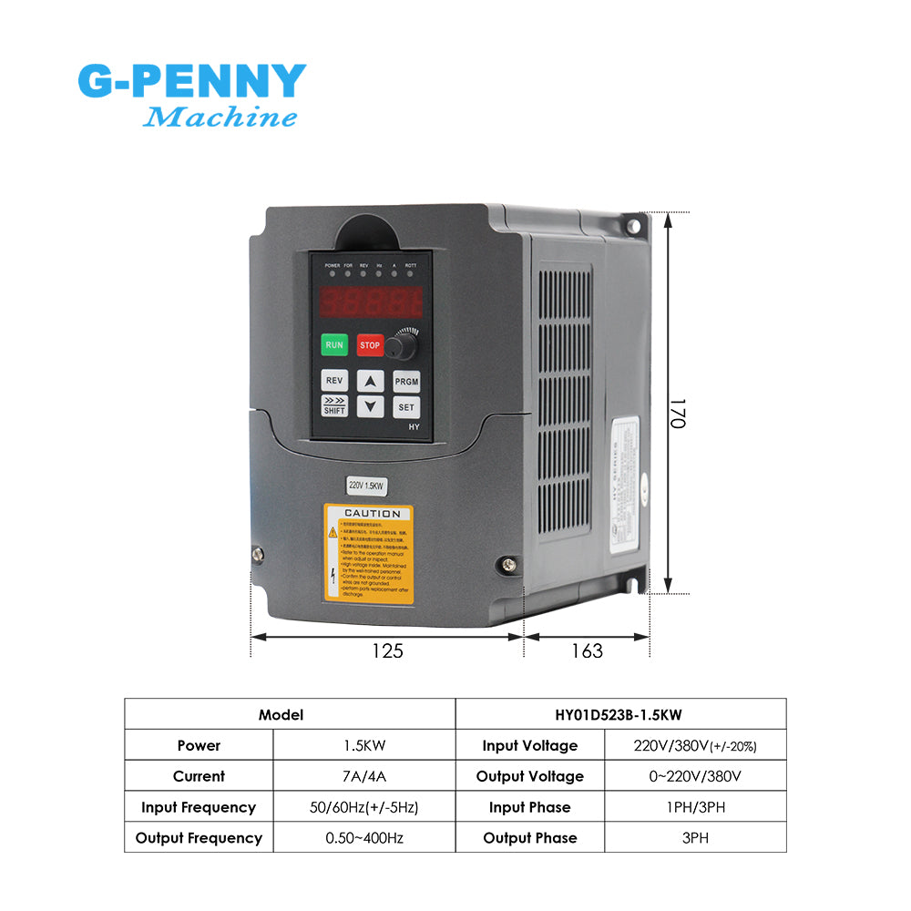 G-penny 0.8KW ER11 D65 220v Water Cooled Spindle Motor with HuanYang Inverter, water pump, bracket kit