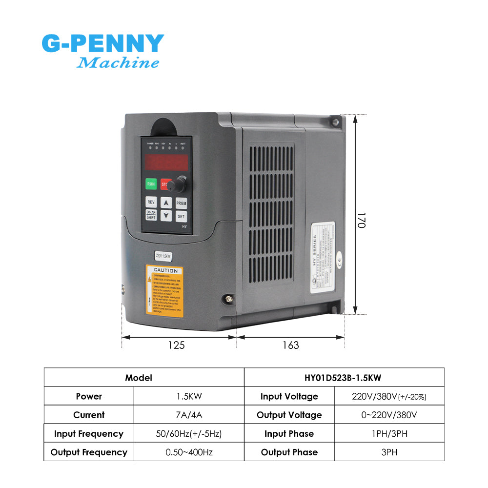 G-Penny 1.5kw ER16 Water Cooled Spindle Motor Kit D=65 4pcs Bearings 0.01mm Accuracny & 1.5kw HY VFD & 75W Pump & 65mm Bracket