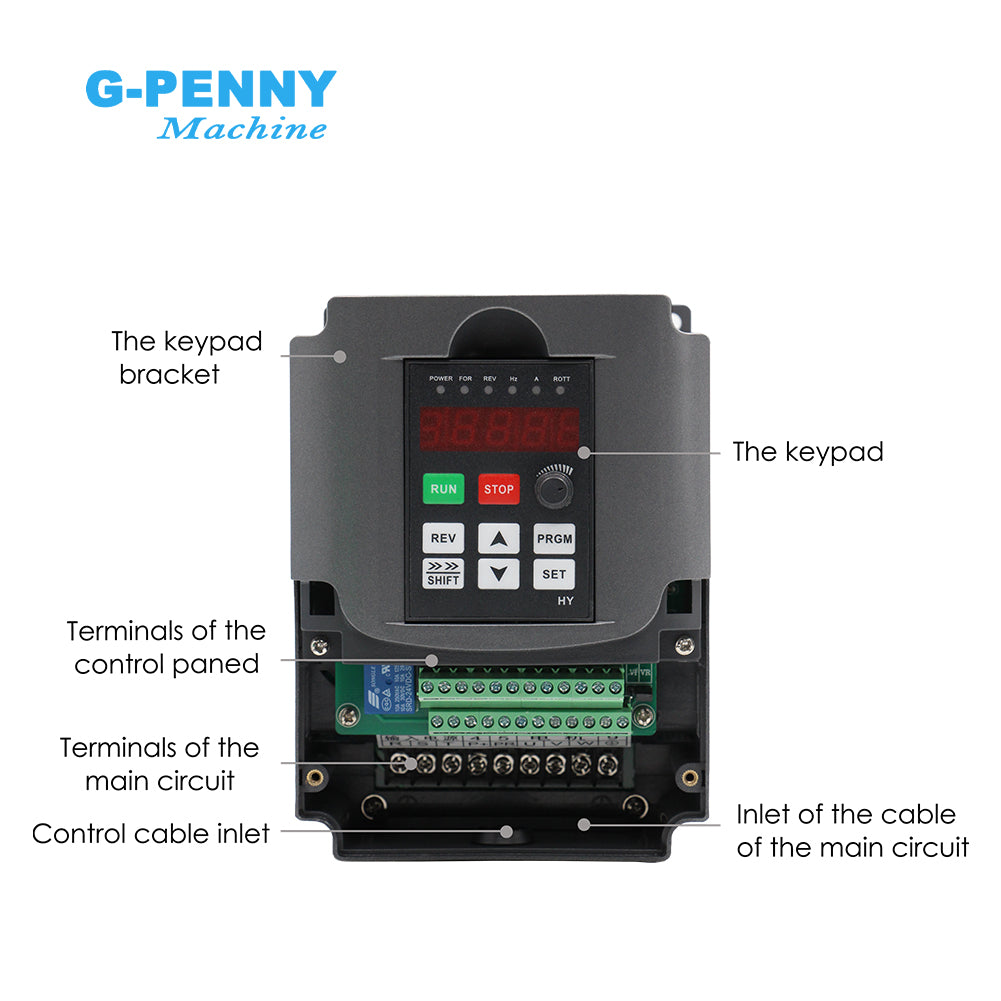 HuanYang 2.2KW 110V/220v/380v Inverter CNC Spindle motor speed control Variable Frequency Drive 0-400Hz 3P output