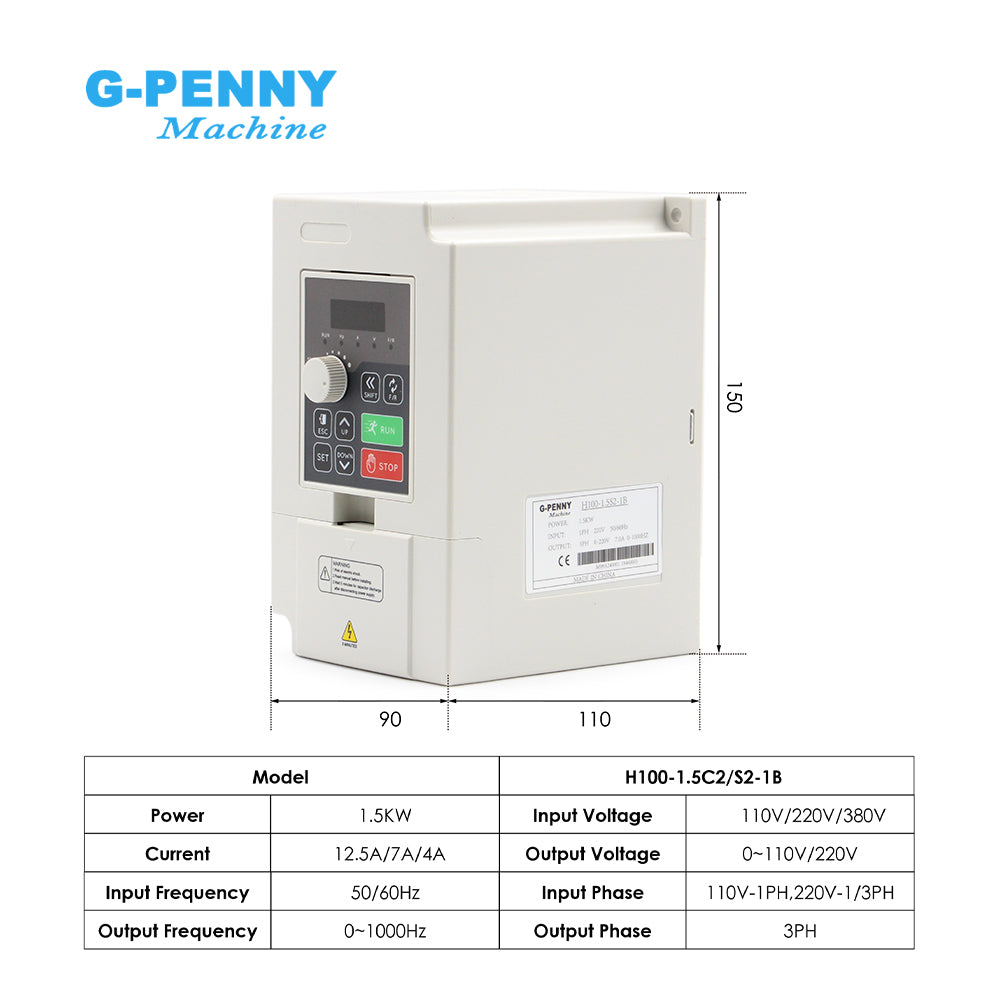 G-Penny 1.5KW ER16 D80 400HZ 24000RPM 220V/110V Water cooled spindle motor kit