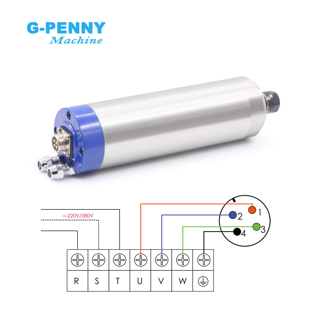 G-PENNY 1.5kw ER16 Water Cooled Spindle Motor 65mm 4 pcs 7 Series Bearings Water Cooling for CNC Wood/ Aluminum Working