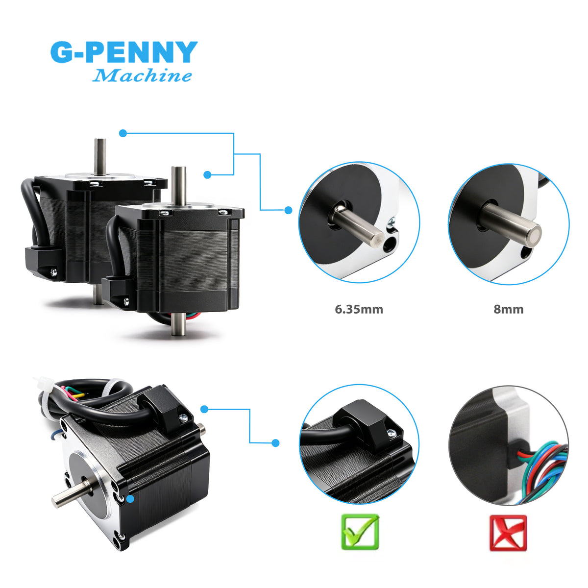 NEMA23 57HS5630B4 Stepper Motor 57x56mm 1.8Deg 1.2N.m 6.35/8mm 3A 2-Phase Double shaft CNC Router Engraving Machine 3D Printer