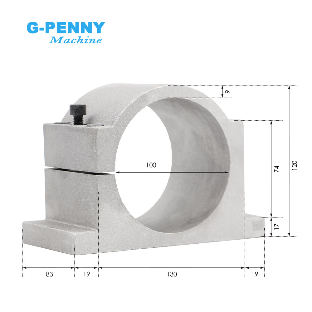 G-Penny 3.7KW ER20 D100 220V/380V Water-Cooled Spindle Motor Bullet-Type With HuanYang 4KW Inverter, Water Pump, Bracket Kit