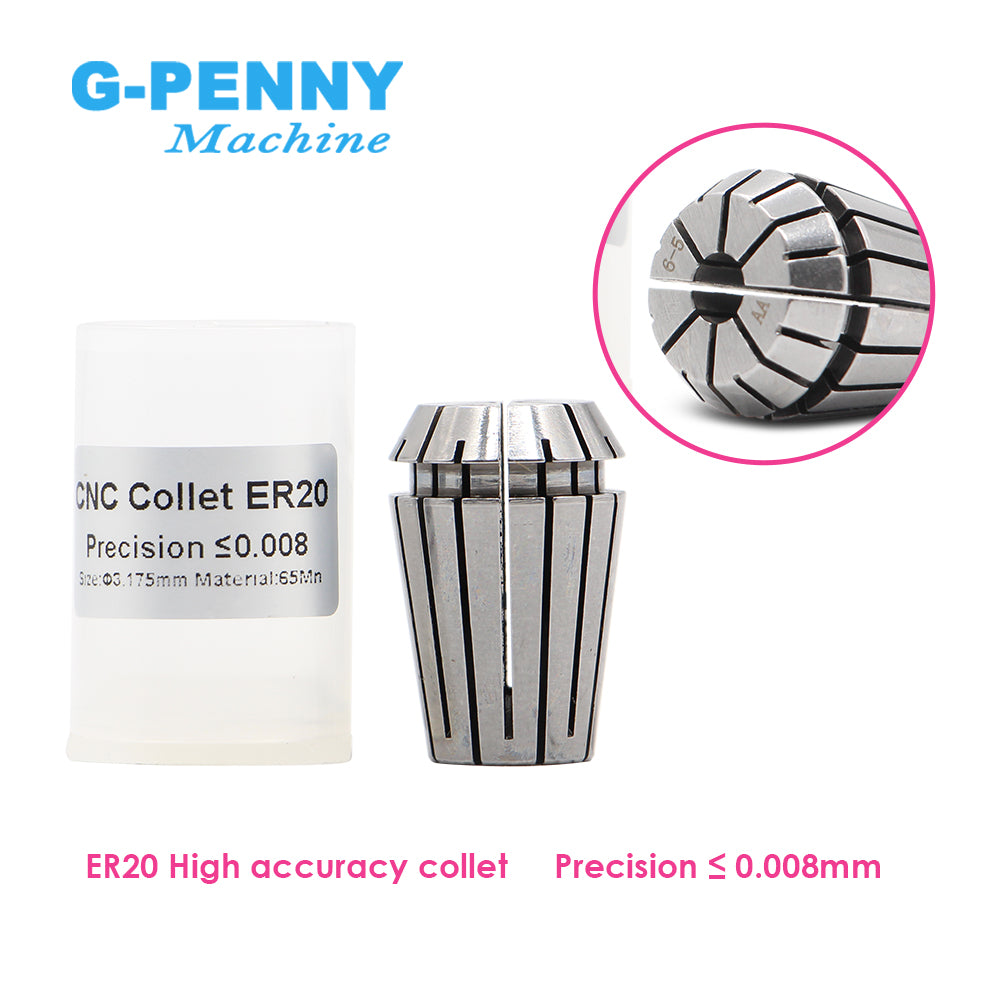 G-Penny Machine ER20 High accuracy collet Precision≤0.008mm 4, 6, 8, 10, 12, 1/2, 1/4, 1/8mm Collet Kit